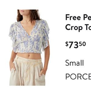 Free people Sugar ruffle sleeve crop top